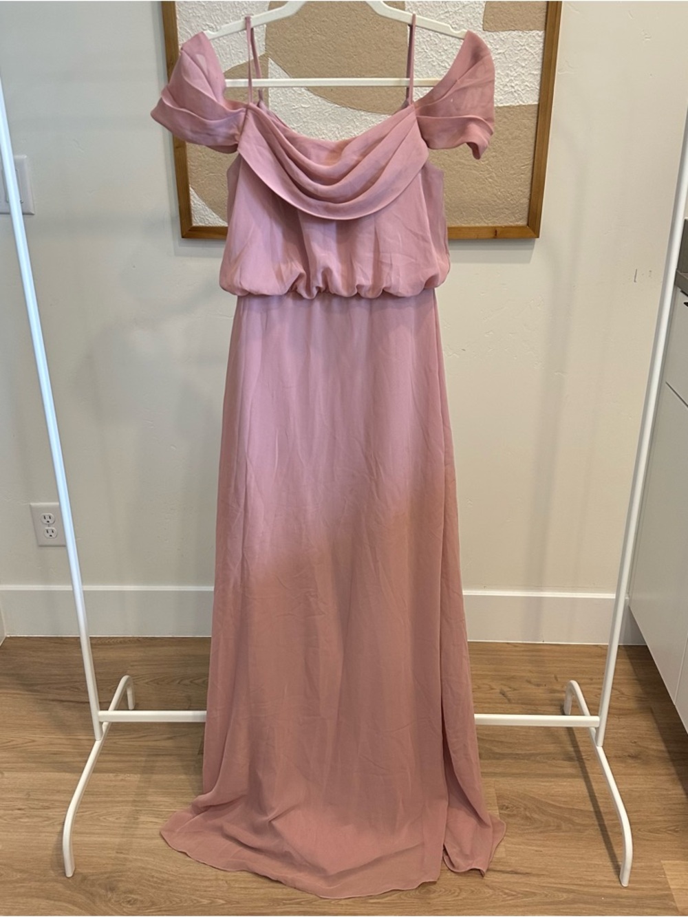 Off-Shoulder Dusty Rose Maxi Dress